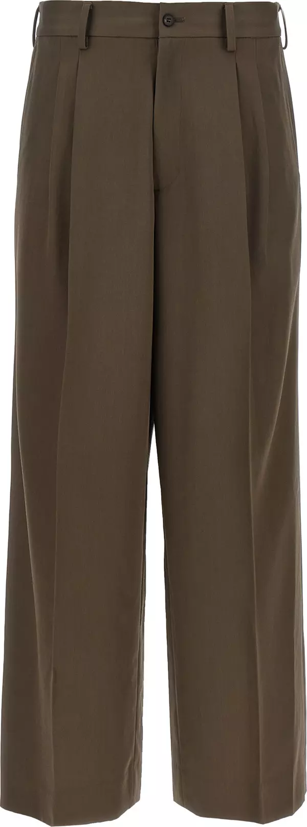 Brown Wool Casual Pants