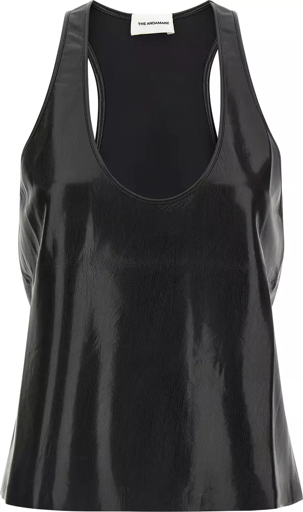 Black Polyester Sleeveles T-Shirt