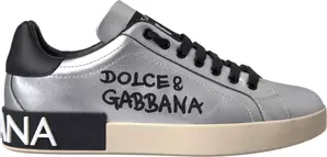 Silver Portofino Calf Leather Sneakers Men Shoes