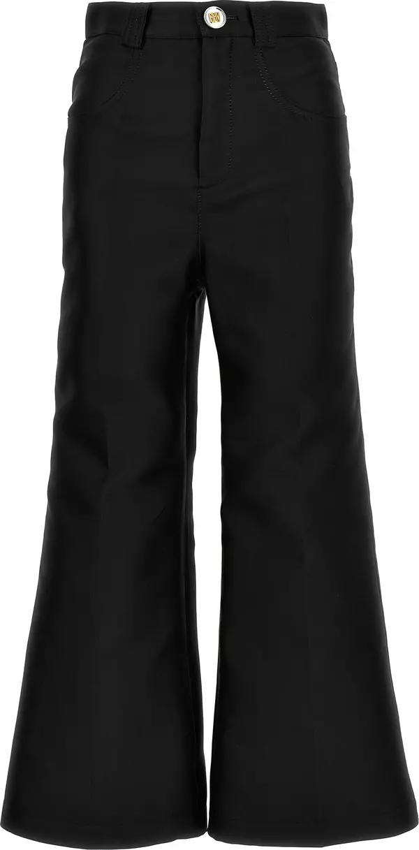 Black Polyester Flared Pants