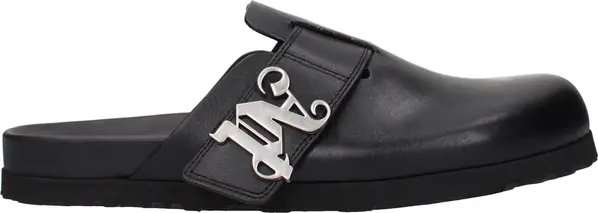 Black Leather Slippers