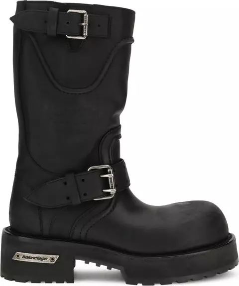 Black Calf Leather Bos Taurus Lace-Up Boots