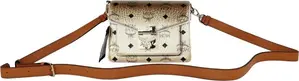 Signature Berlin Gold Diamond Logo Leather Mini Flap Lock Crossbody Handbag