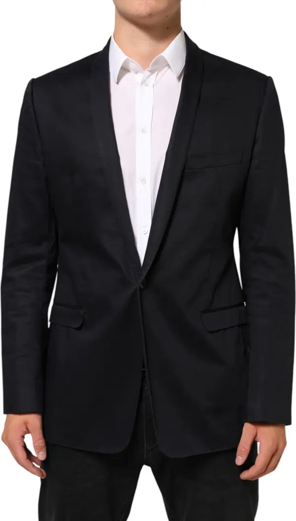 Blue Cotton 1 Button Suit Jacket Blazer