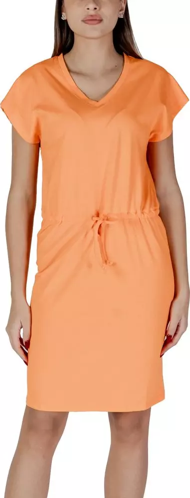 Orange Cotton Midi Dress