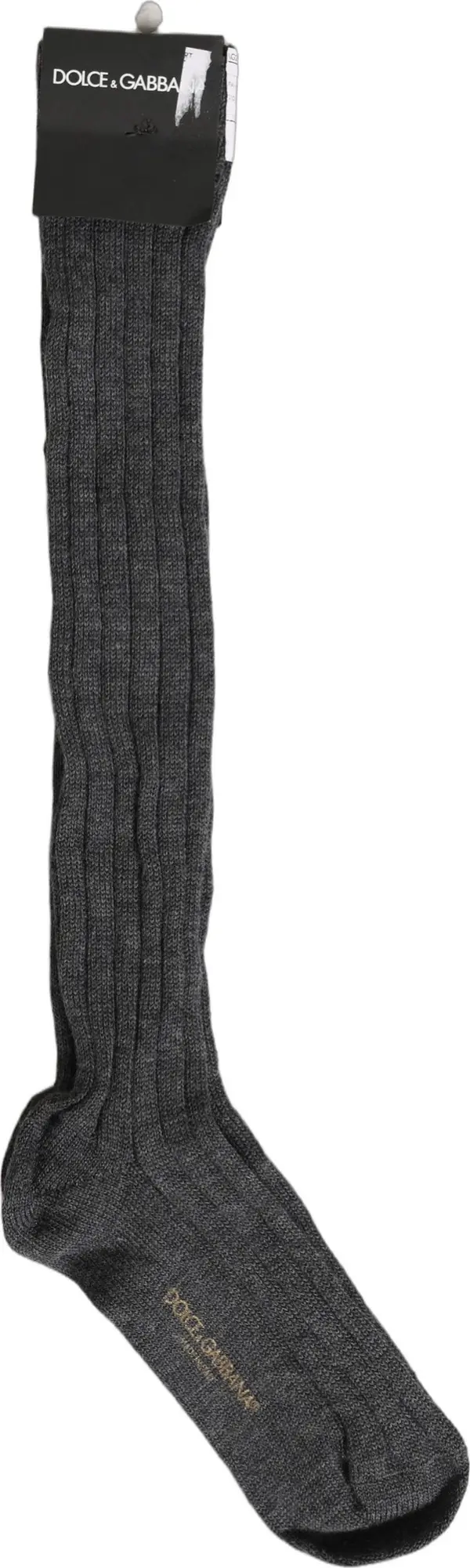 Gray Wool Blend Over The Calf Accessory Socks