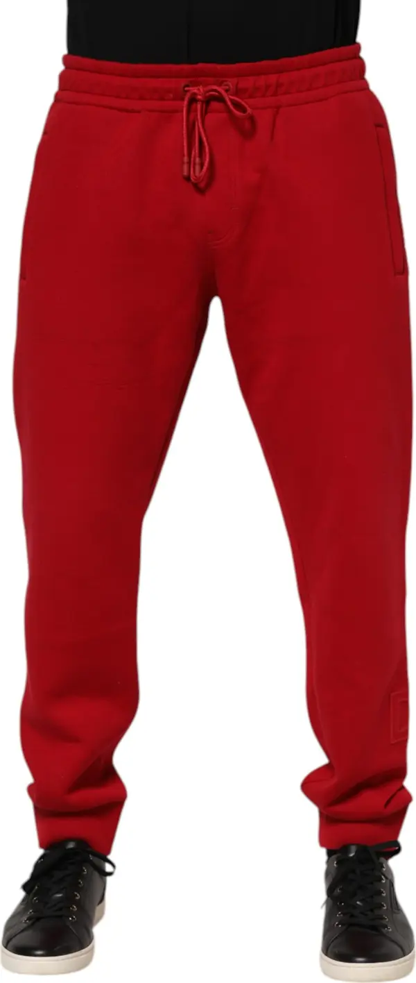Red Cotton Logo Jogger Men Sweatpants Pants