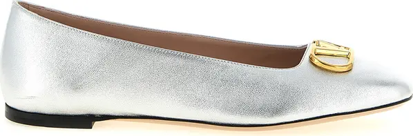 Silver Lamb Leather Ballet Flats