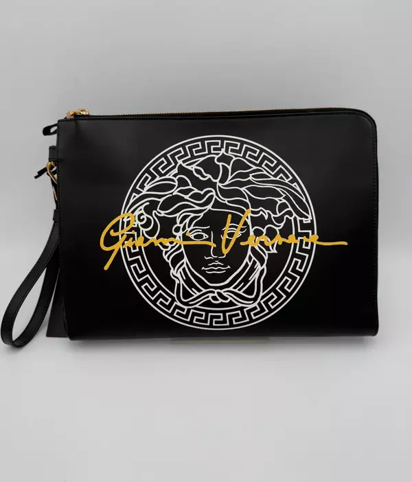 VERSACE LA MEDUSA Signature Leather Clutch