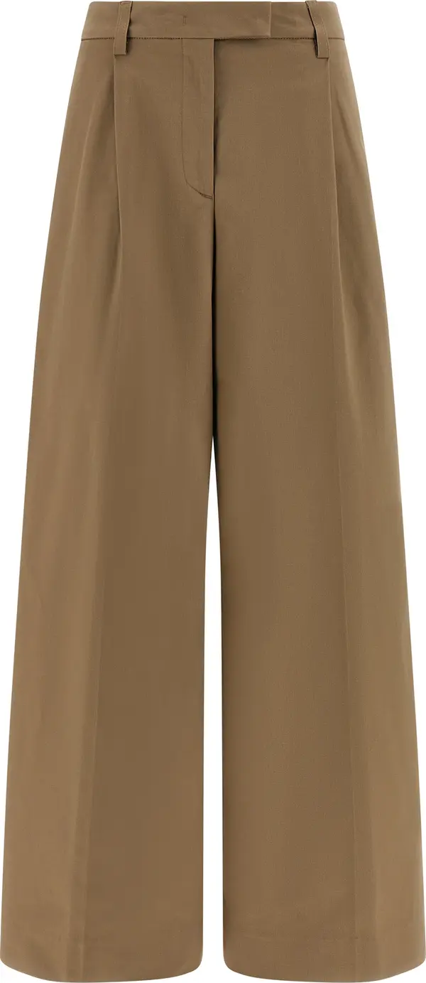 Brown Cotton Casual Pants