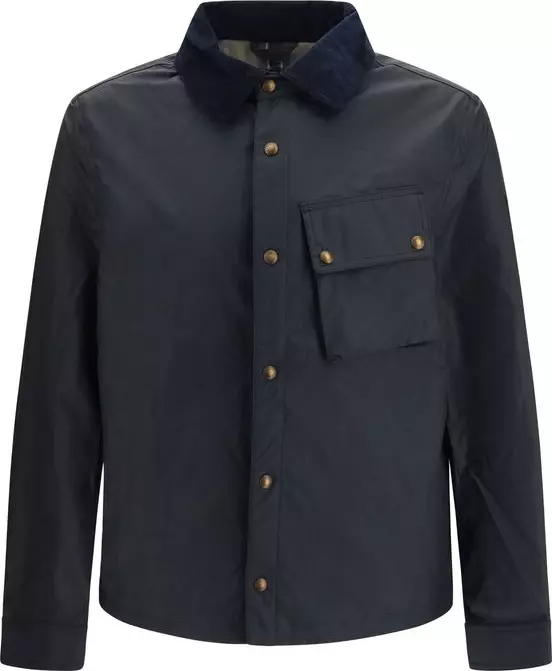 Blue Cotton Full-Length Jacket