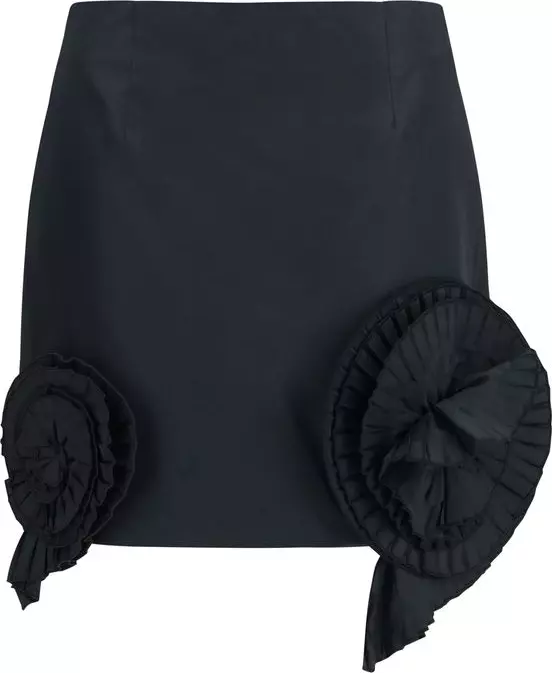Black Polyester Mini Skirt