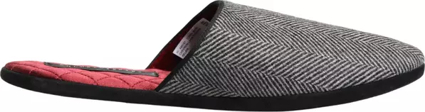 Grey Herringbone Cashmere Red Slippers Shoes