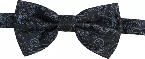 Men Black Blue Paisley Adjustable Neck Papillon Bow Tie