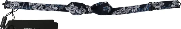 Navy Blue Floral Slim Adjustable Neck Papillon Men  Bow Tie