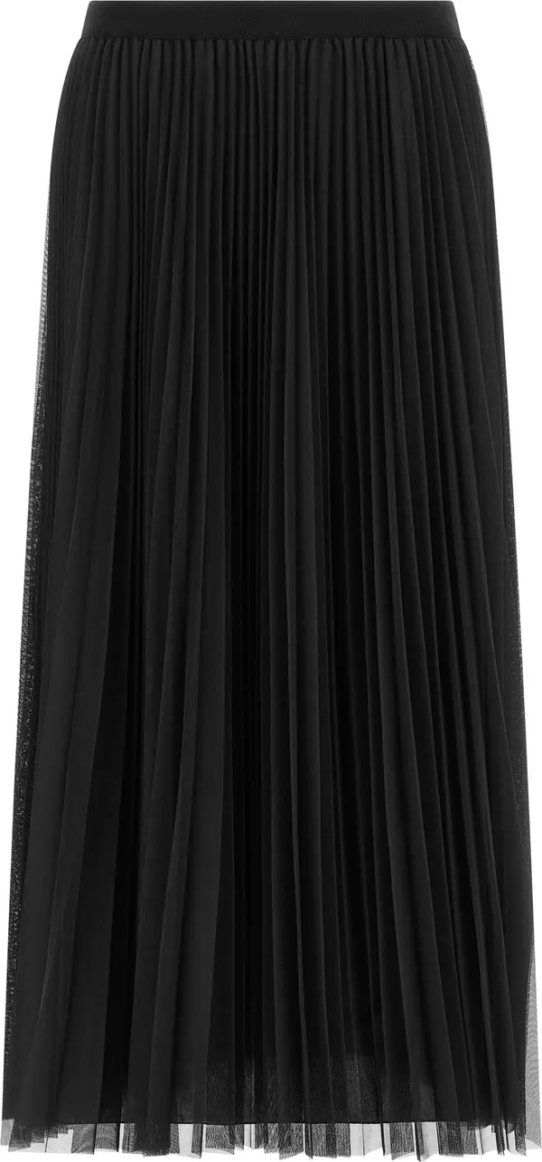 Blue Polyester Midi Skirt