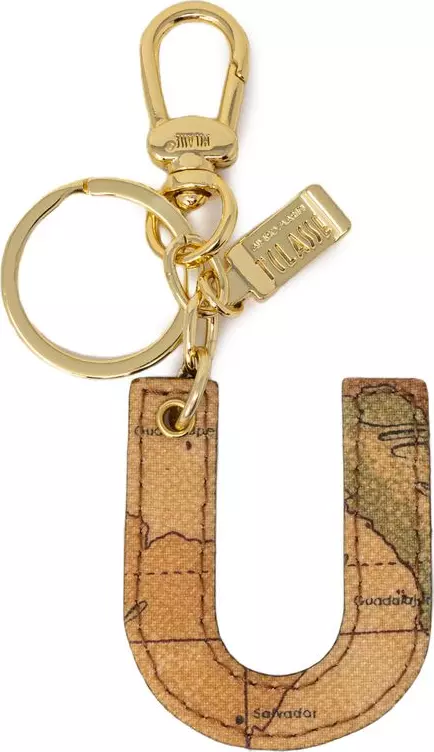 Beige Leather Keychain