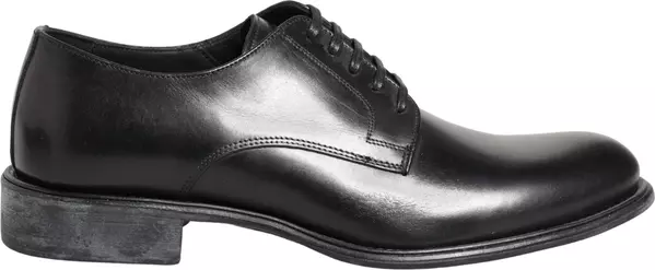 Black Calfskin Leather Derby Men Dress Shoes