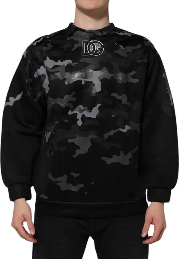 Black Camouflage Pullover Sweatshirt Sweater