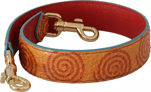 Orange Leather Swirl Print Bag Shoulder Strap