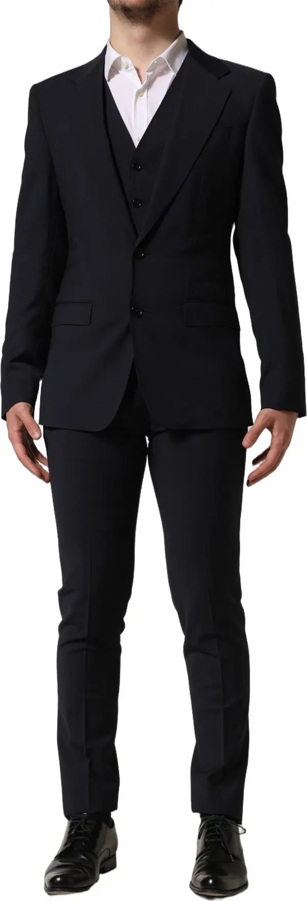 Black Wool Slim Fit Formal 3 Piece Men Suit