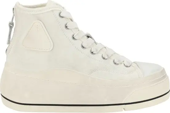 White Cotton High Top Sneakers
