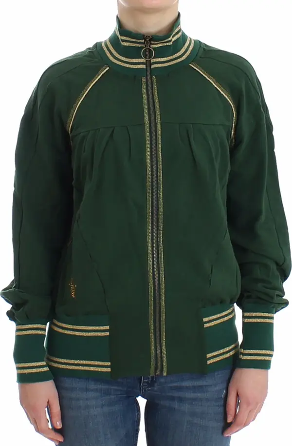 Green Mock Zip Cardigan Sweatshirt Sweater Jacket