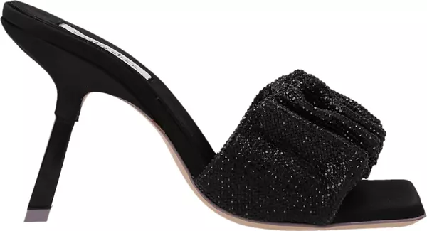 Black Goatskin Stiletto Heel Sandals