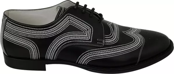 Black Leather Derby Formal White Lace Shoes