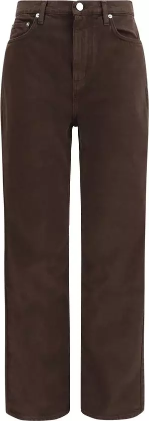 Brown Cotton Straight-Leg Jeans