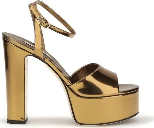Gold Polyester Platform Sandals