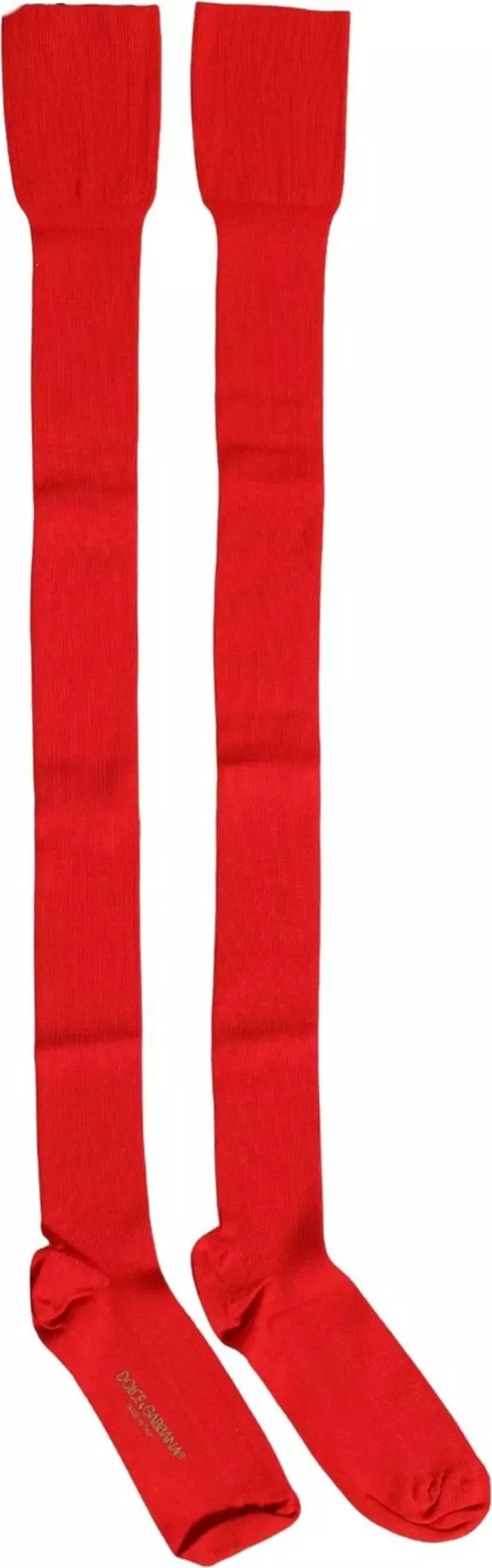 Men Red Logo Thigh High Ribbed Accessory Socks