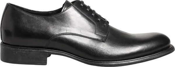 Black Calfskin Leather Derby Men Dress Shoes