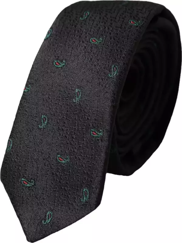 Dark Gray Fantasy 100% Silk Adjustable Men Tie