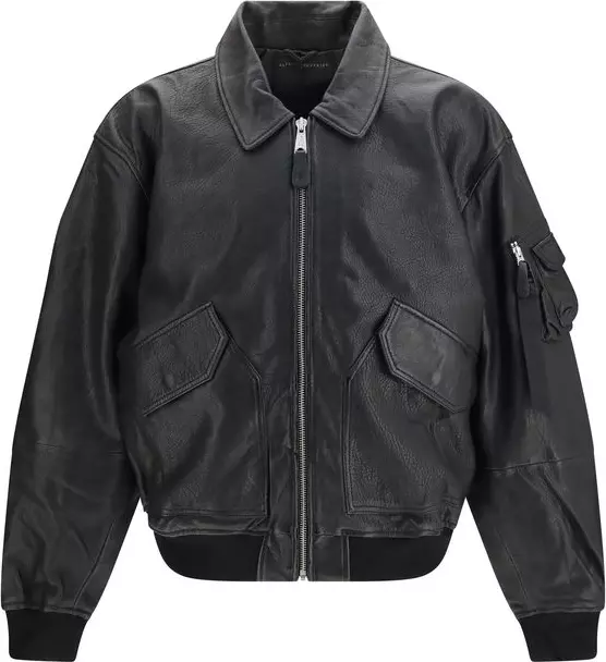 Black Lambskin Bomber