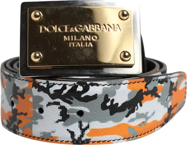 Multicolor Camouflage Metal Logo Buckle Belt