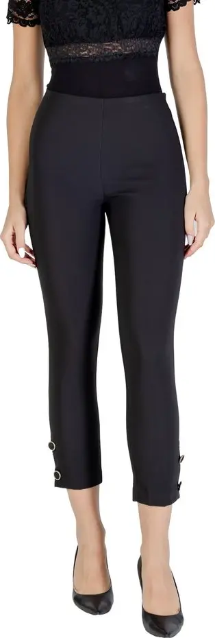 Black Polyester Casual Pants