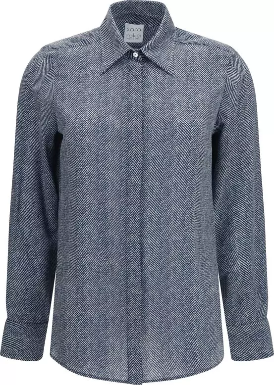 Blue Silk Pattern Shirt
