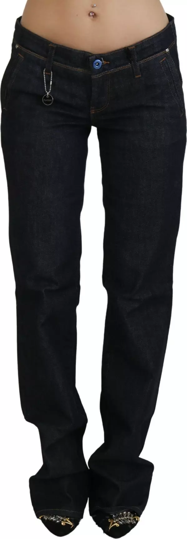 Blue Low Waist Straight Denim Pants Jeans