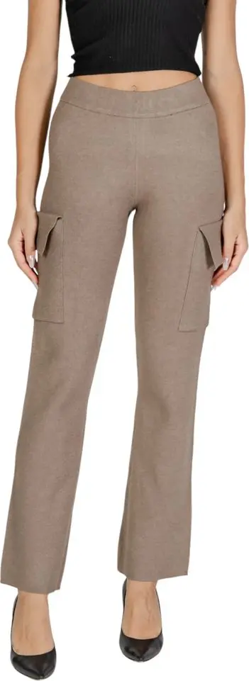 Beige Viscose Cargo Pants