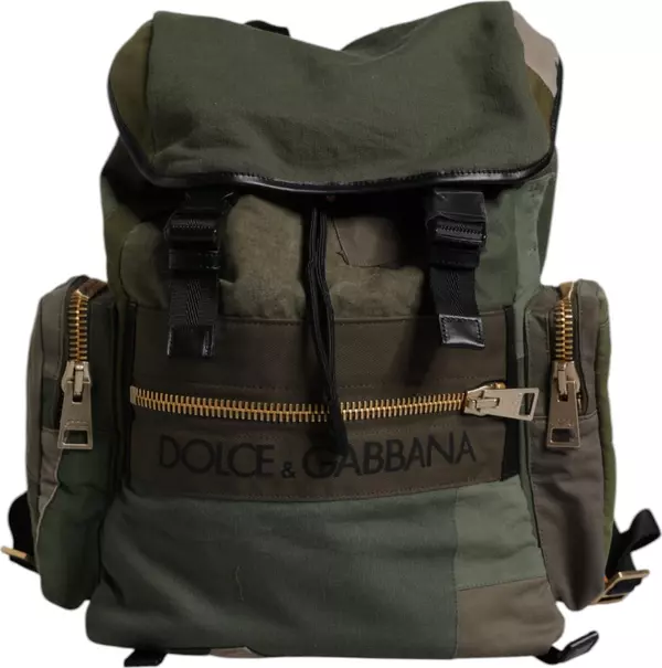 Military Green Patchwork School Backpack Bag