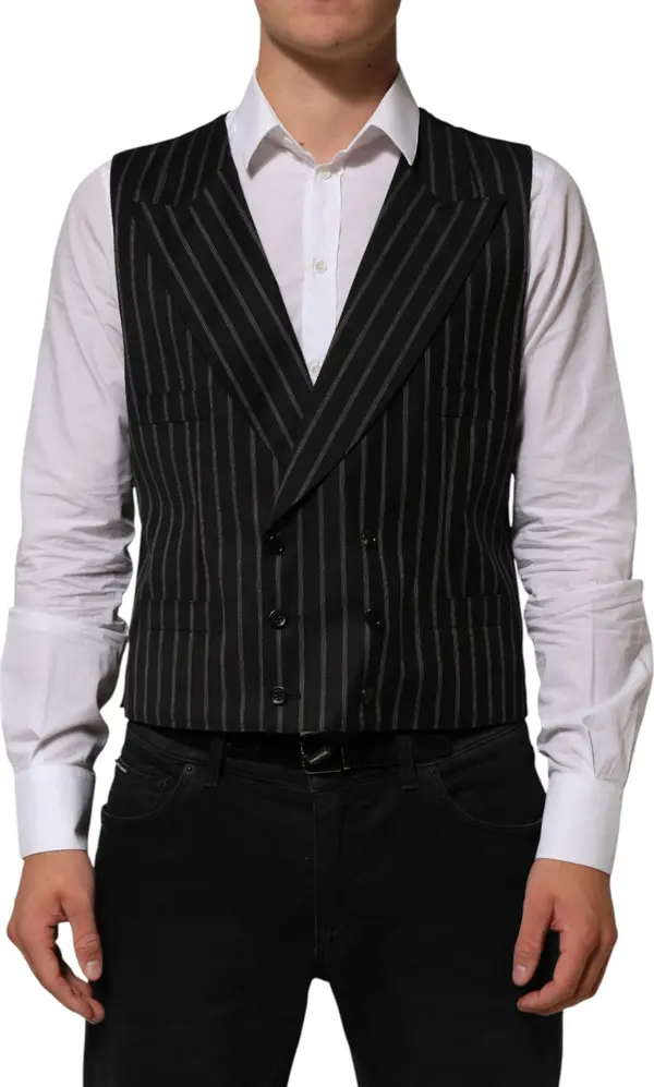 Black Stripes Wool Dress Men Waistcoat Vest