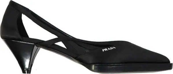 Black Silk Mid Heel Pumps