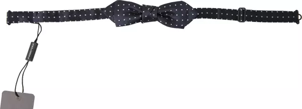 Blue Polka Dot Silk Adjustable Men Neck Papillon Bow Tie