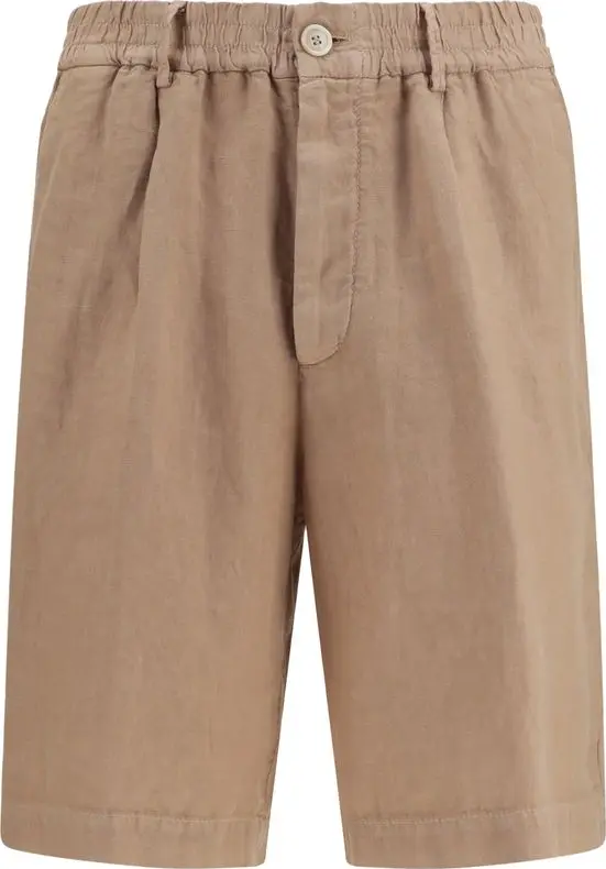 Brown Linen Bermuda Shorts