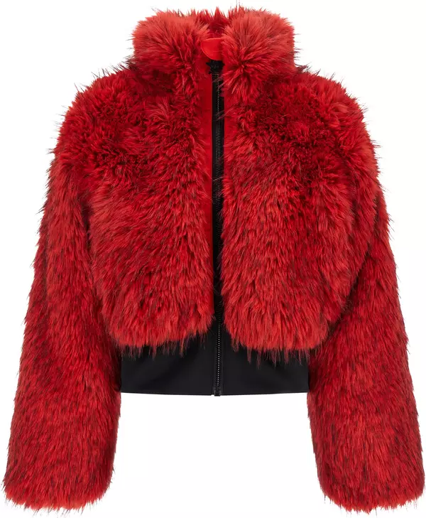 Red Polyester Full-Length Jacket