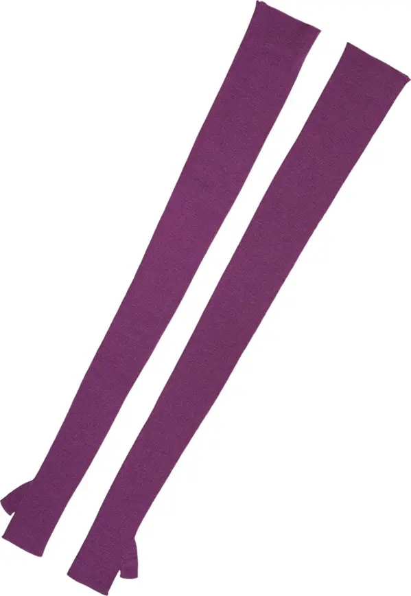 Purple Wool Fingerless Elbow Length Women One Size Gloves
