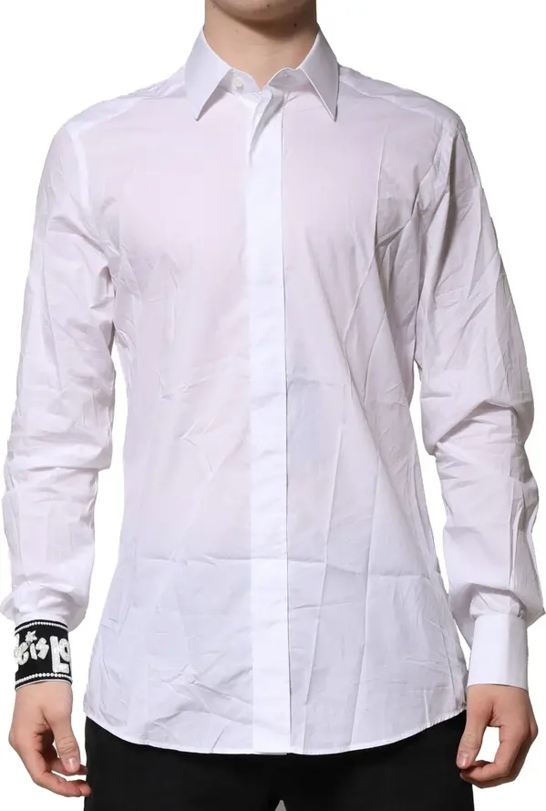 White GOLD Cotton Men Dress Formal Shirt