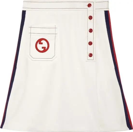 White Polyester Mini Skirt