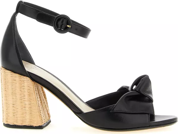 Black Cowhide Stiletto Heel Sandals
